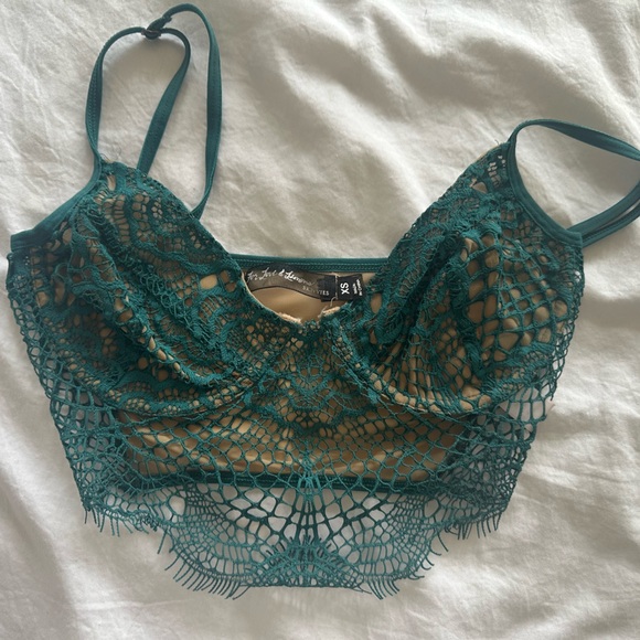 For love and lemon Delicate Lace Bralette in Soft Pink and Hunter Green XS SET - Picture 5 of 6